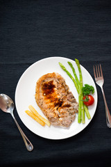 pork steak is cooked