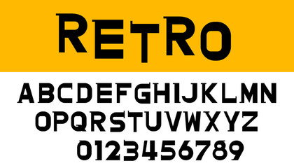 Vector of retro font design and alphabet set