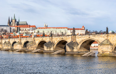 Fototapeta na wymiar Charles Bridge over Vltava river in Prague.