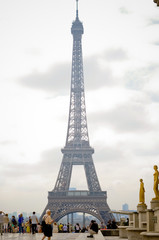 Fototapeta na wymiar Paris, France - June 1, 2012. Look from afar at gorgeous Eiffel Tower