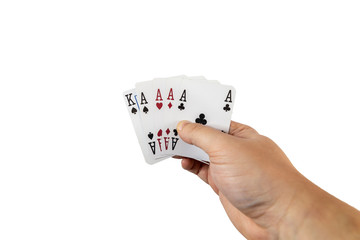 Playing poker concept isolated on white background