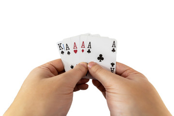 Playing poker concept isolated on white background