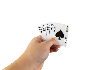 Playing poker concept isolated on white background