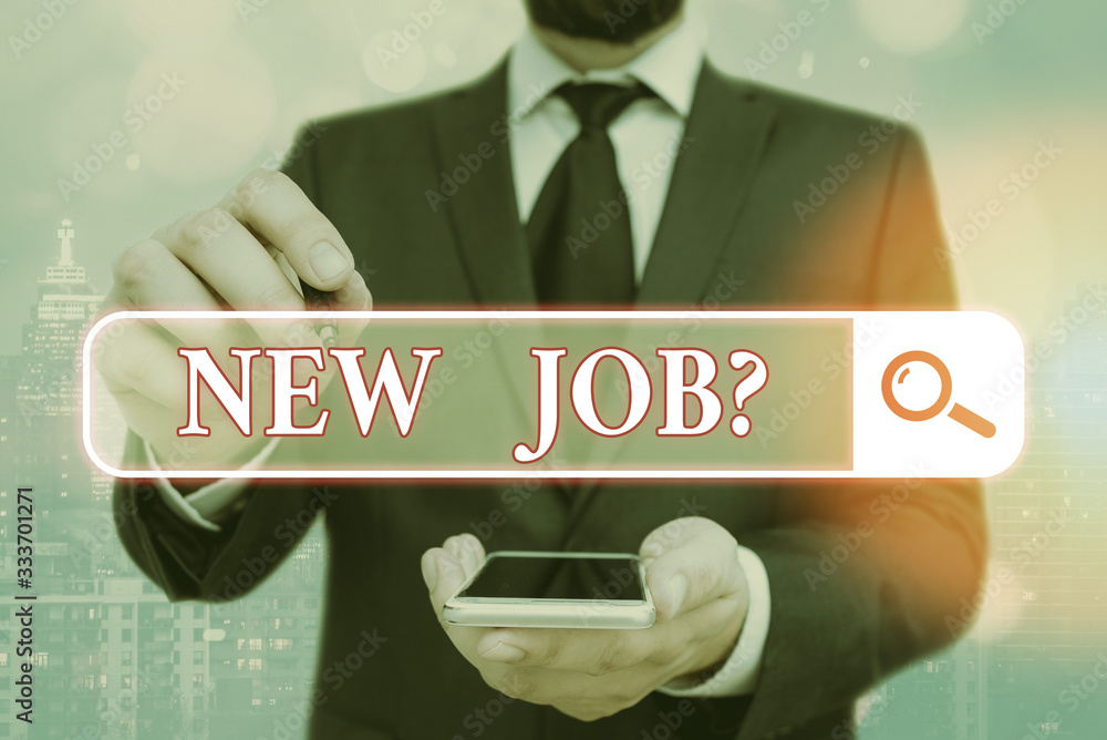 Poster handwriting text new job question. conceptual photo asking if a demonstrating got regular work to ea