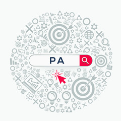  PA mean (purchasing agent) Word written in search bar ,Vector illustration.