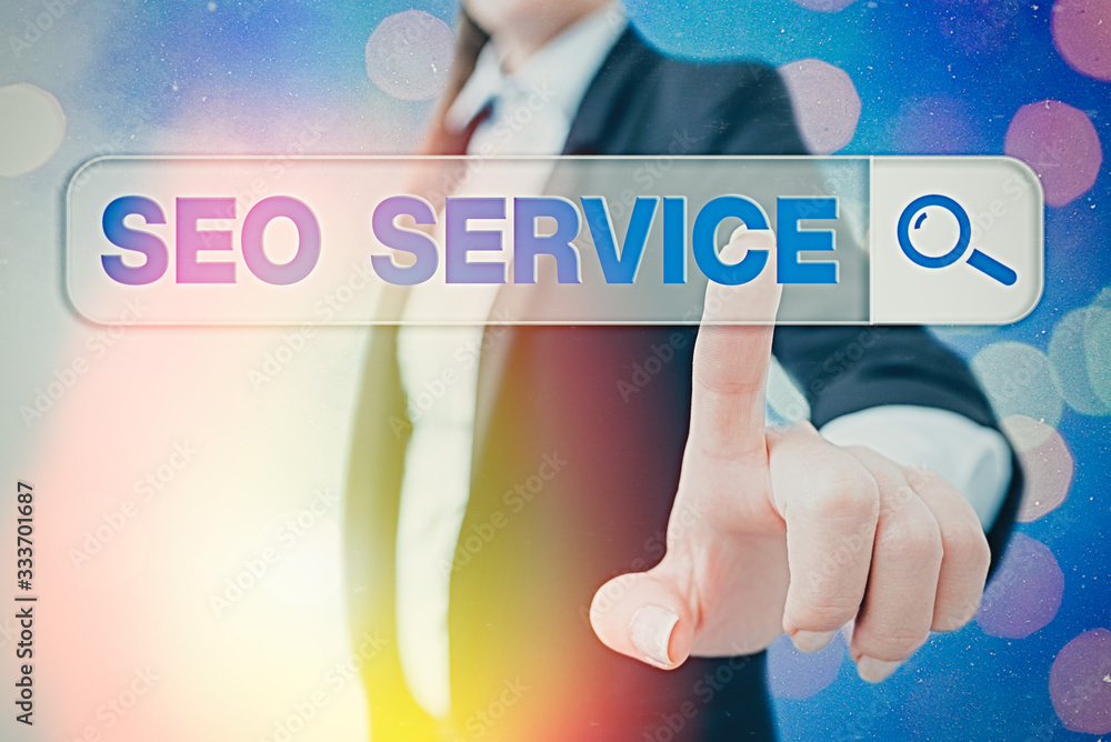 Poster writing note showing seo service. business concept for techniques and procedures to increase the web