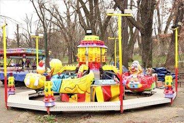 Street children's multi-colored carousel.