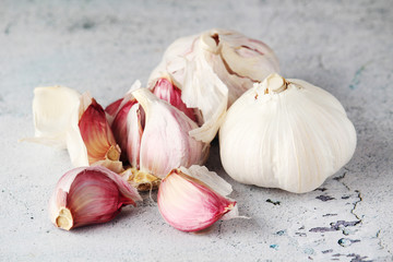 Garlic bulbs on the table