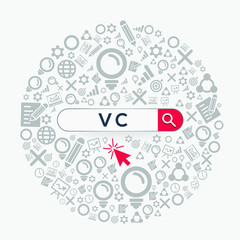  VC mean (venture capital) Word written in search bar ,Vector illustration.
