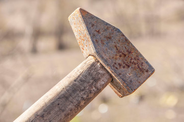 iron mallet with wooden handle