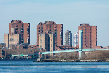 East Harlem Skyline in New York City with Ward's Island Bridge