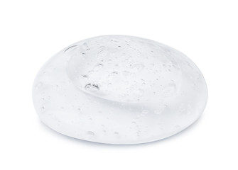 Sample of transparent cosmetic gel on white background
