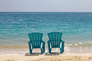 Blue Beach Chairs, Cat Island in Bahamas  PH
