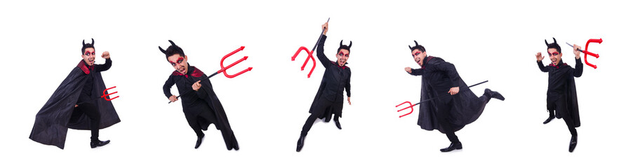 Man in devil costume in halloween concept