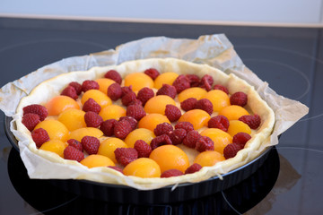 tarte en cours de préparation