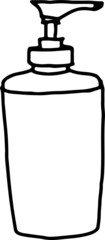 Antiseptic bottle in doodle style. Antibacterial protection, prevention of coronavirus and virus.. Vector illustration. Eps10.