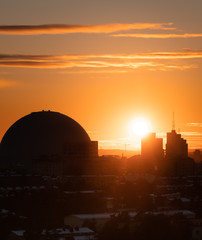 Obraz premium Sunset over Stockholm, Globen.