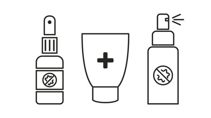 Hygienic hand gel. Icon antiseptics. Prevention of viruses, germs and infections. Hygiene concept. Vector illustration