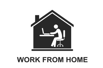 Working from home icon vector isolated, remote work icon vector 