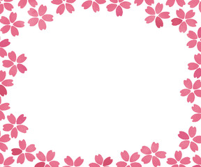 バナー背景（300：250）手描き風の桜（濃紅）〔背景白〕