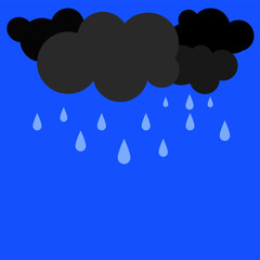 Cloud and rain on blue background