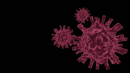 Disease COVID-19 infection. Background with realistic  red and white virus cells.   3D rendering,3D illustration.