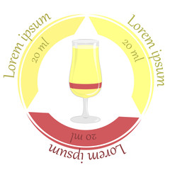 Three ingredients in cocktail Tequila Sunrise. Vector illustration