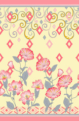 antique flower design with digital background