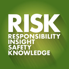 RISK - Responsibility Insight Safety Knowledge acronym, business concept background