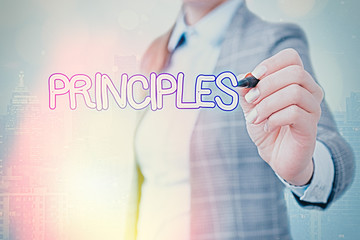 Word writing text Principles. Business photo showcasing fundamental truth that serves as the base...