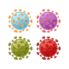 Set of cartoon human virus isolated on white background.
