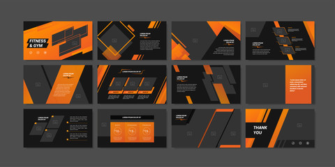 Minimal slides presentation background template. Fitness and gym presentation slides template © DISTROLOGO