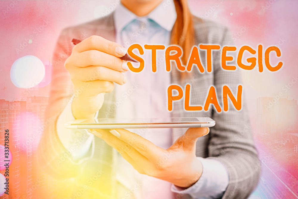 Poster text sign showing strategic plan. business photo text a systematic process of envisioning a desired 