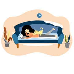 Work at home. Work from home. COVID-19. Social distancing. Illustration vector design.