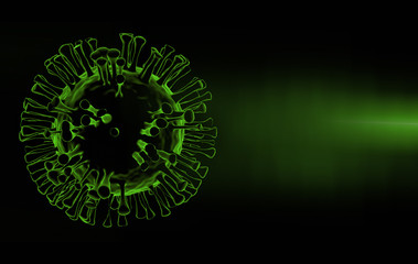 Coronavirus black-green design background, 3d rendering