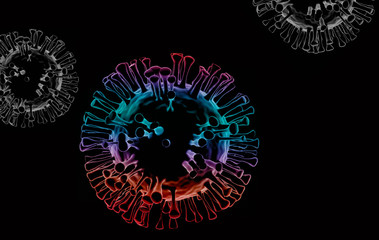 Coronavirus black-green design background, 3d rendering