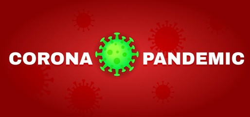 coronavirus covid - 19 pandemic virus in green gradient virus and maroon background vectors illustration in flat style,