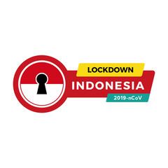 CORONA VIRUS LOCKDOWN, Concept of lockdown corona virus Indonesia Flag Vector Illustration