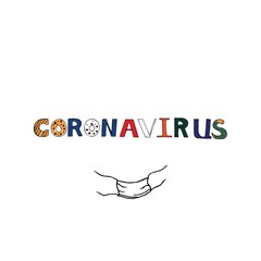 Coronavirus logo in handwritten coloful style