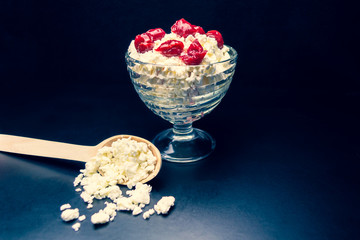 Curd in a glass plate