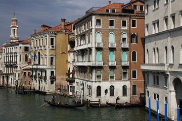 Facades of canal houses in Venice, Italy