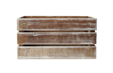 Rustic wooden box container isolated on white