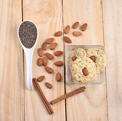  Almond Cookies and wood background