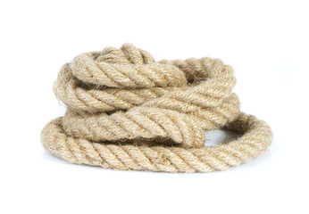 Skein of rope on a white background
