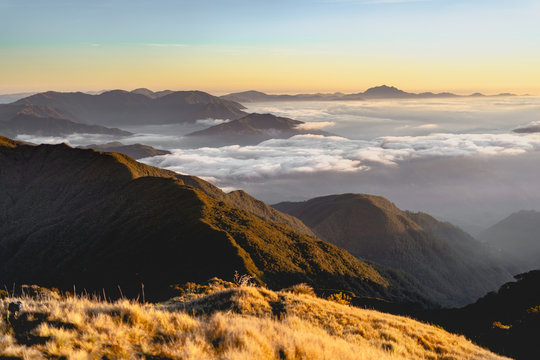 Scenic view of the sea of clouds at the summit of  Mount Pulag National Park, Benguet, Philippines