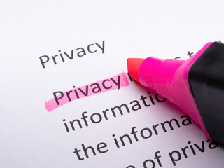 Text highlighted in purple with felt tip pen.