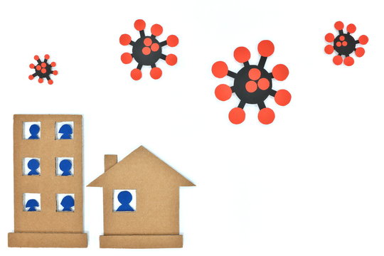 People inside house during an epidemic. Stay home, keep safe, self quarantine against covid-19.