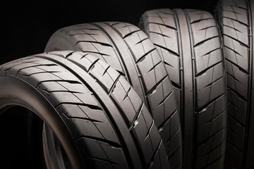 cool and beautiful summer tires for racing and drifting on a black background