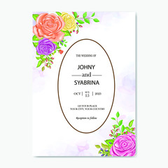 wedding card invitation design with roses