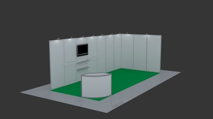 Exhibition stand plain white used for mock-ups and branding and Corporate identity 3d illustration